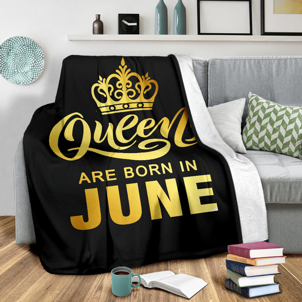 Queens Are Born In June Gold Printed Premium Blankets