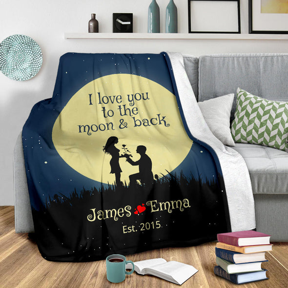 Limited Edition **Love You To The Moon & Back Personalized Couple Blanket**
