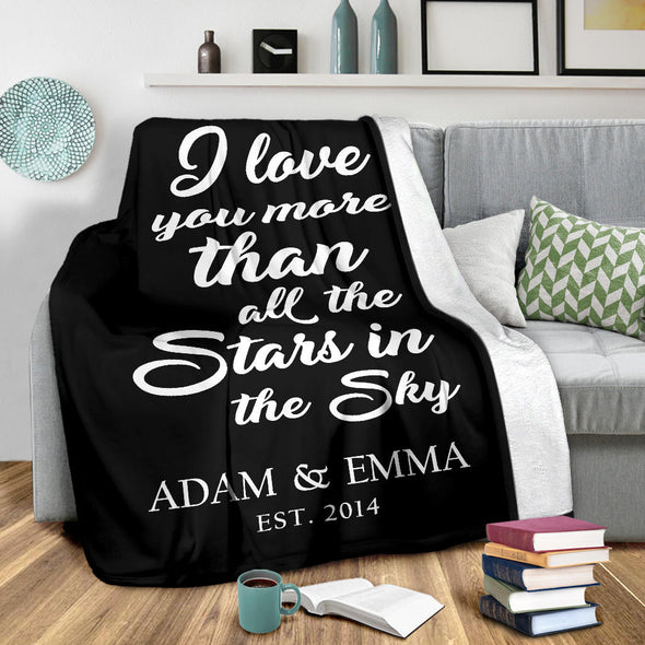 Love You More Then Stars Couple Personalized Blanket