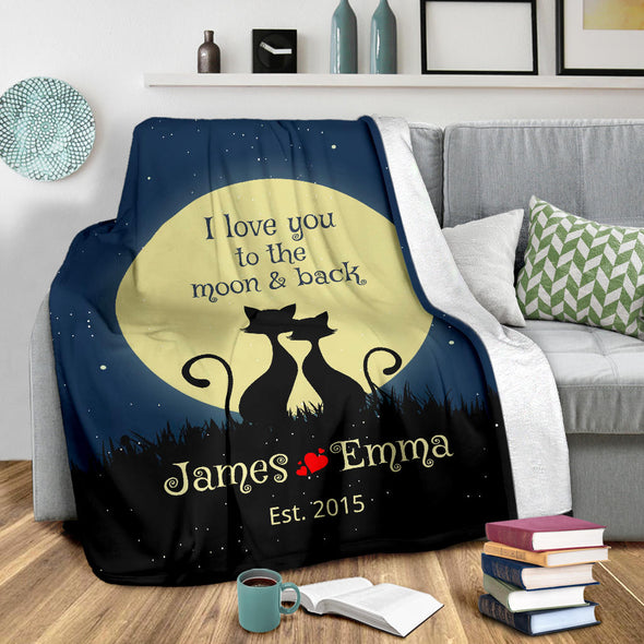 Love You To The Moon & Back Personalized Couple Blanket