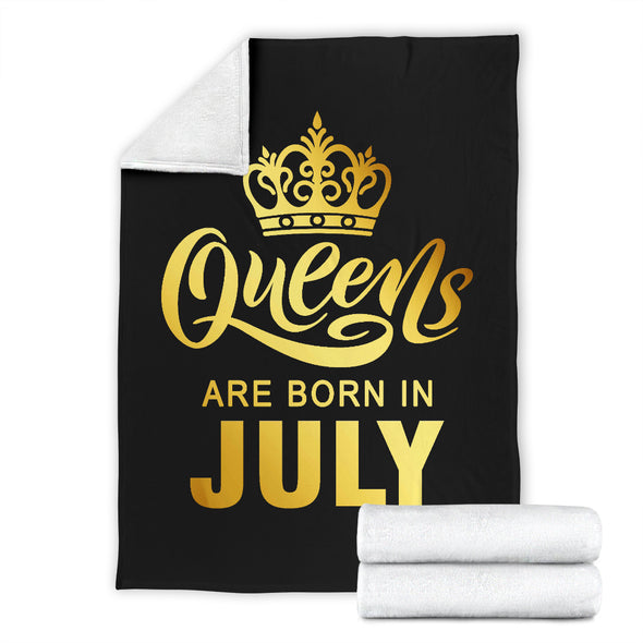 Queens Are Born In July Gold Printed Premium Blankets