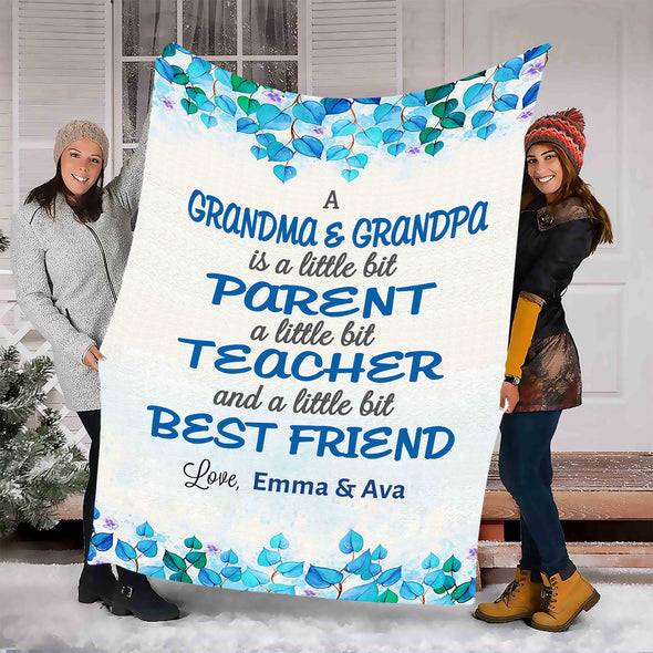 My Grandma, My Best Friend Personalized Blanket with Grand Kids Names/Grandpa/Grandma/Papa/Mamma/Auntie