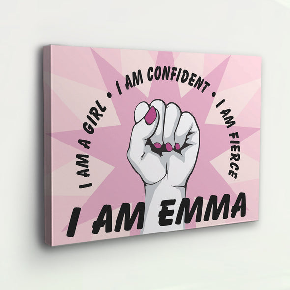 "I Am Fierce & Confident Girl" Personalized Wall Art