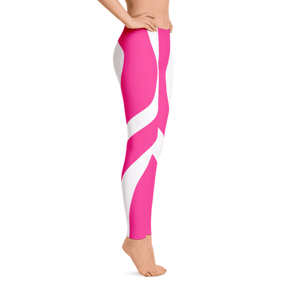 White Heart Pink Over All Printed Leggings