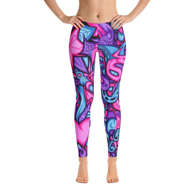 Purple Over All Print Leggings