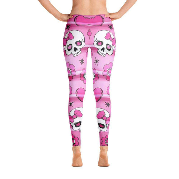 Pink Skull Over All Print Leggings