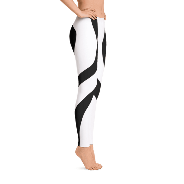 Black Heart White Over All  Printed Leggings
