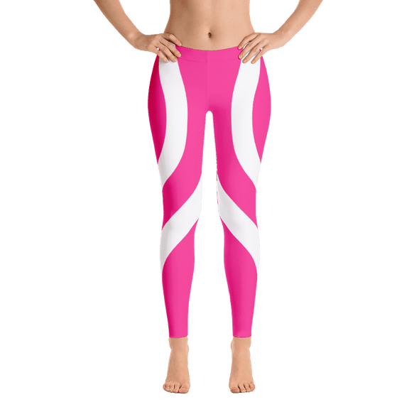 White Heart Pink Over All Printed Leggings