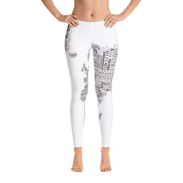 Limited Edition World Map Black & White Printed Leggings