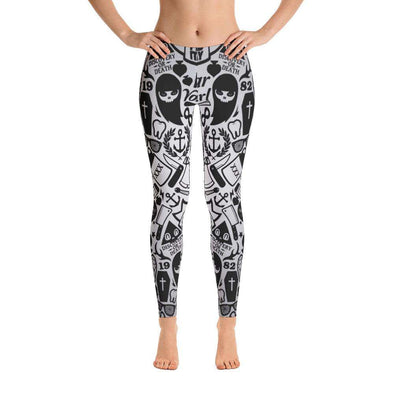 Grey Skull Printed All Over Leggings