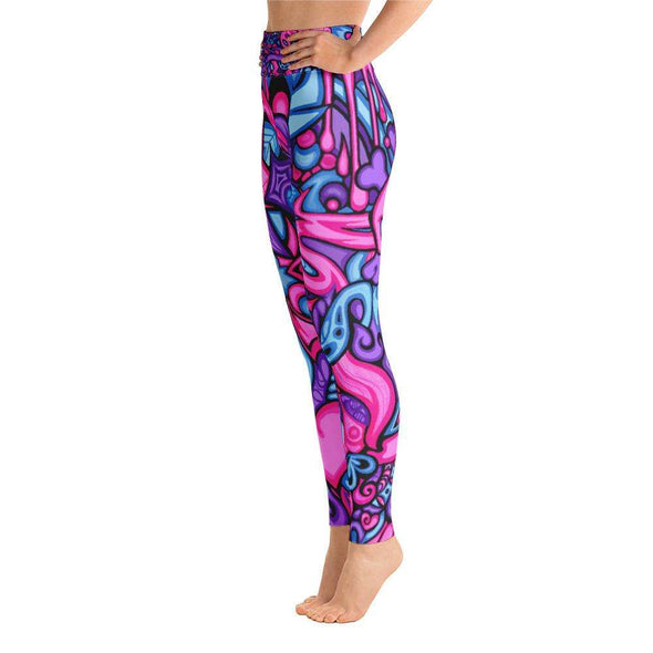 Purple Over All Print Yoga Leggings