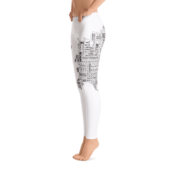 Limited Edition World Map Black & White Printed Leggings