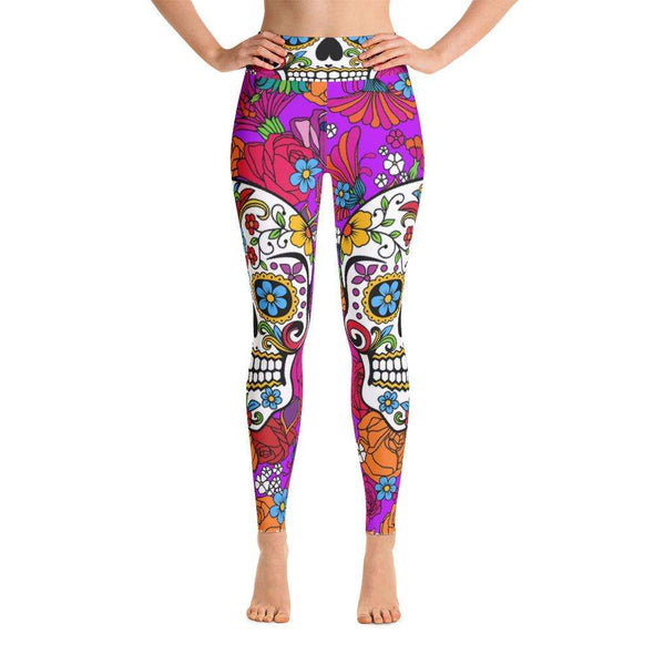 Floral Skull Print Yoga Leggings