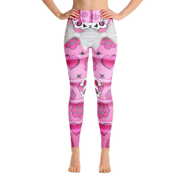 Pink Skull Printed Yoga Leggings