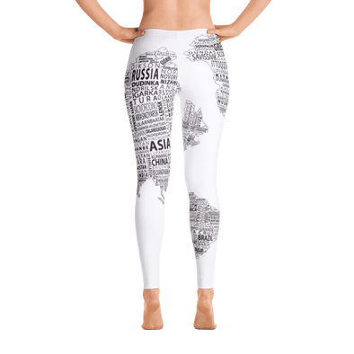 Limited Edition World Map Black & White Printed Leggings