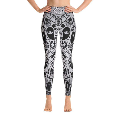 Grey Skull Printed Yoga Leggings