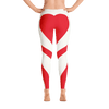 Red Heart Shape White All Over Pritned Leggings