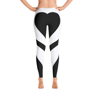 Black Heart White Over All  Printed Leggings