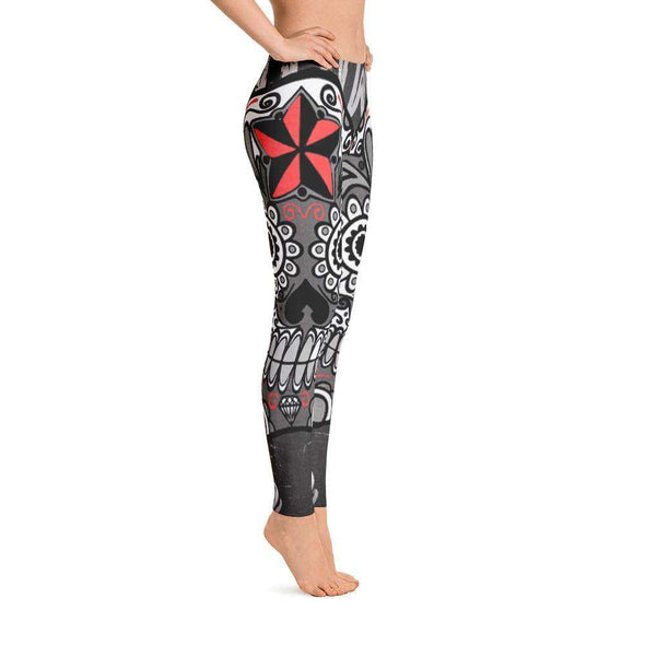 Skull Black Printed All Over Leggings