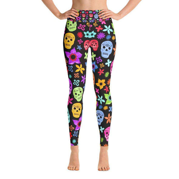 Multi Color Skull Print Yoga Leggings