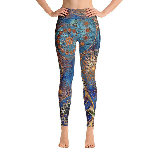 Blue Print Over All Yoga Leggings