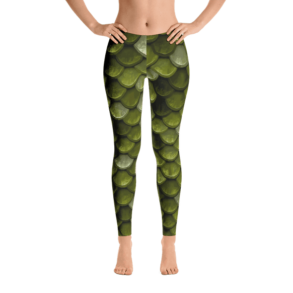 Limited Edition Forest Green Fish Scale Printed Leggings