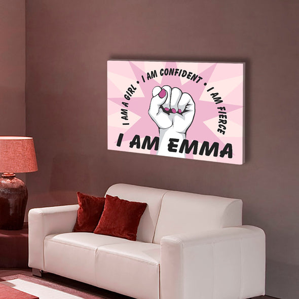 "I Am Fierce & Confident Girl" Personalized Wall Art
