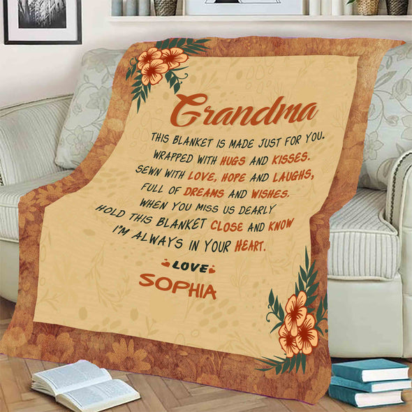 Personalized Mother's Day Gift - I Am Always In Your Heart Customized Blanket For Mom/Grandpa/Grandma/Granny/Papa With Grand Kids/Kids Name