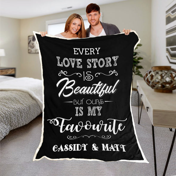 Every Love Story Personalized Couple Fleece Blanket