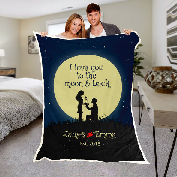 Limited Edition **Love You To The Moon & Back Personalized Couple Blanket**
