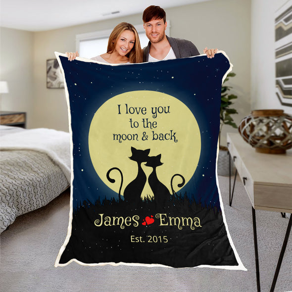 Love You To The Moon & Back Personalized Couple Blanket