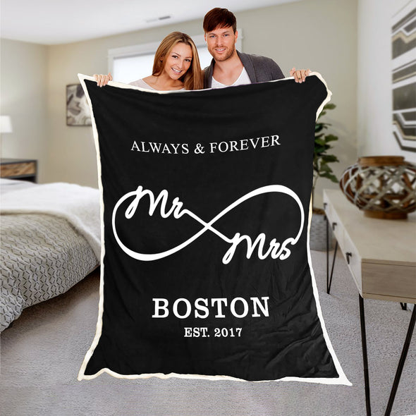 Mr & Mrs. Personalized Blanket With Name And Wedding Year