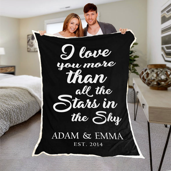 Love You More Then Stars Couple Personalized Blanket