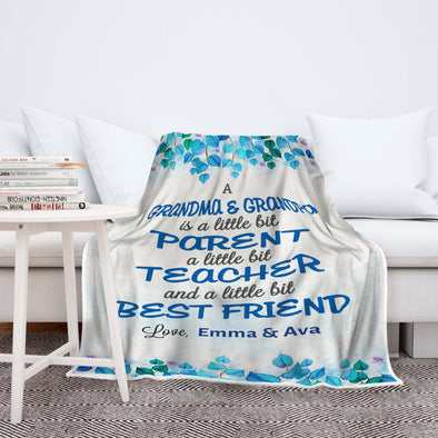 My Grandma, My Best Friend Personalized Blanket with Grand Kids Names/Grandpa/Grandma/Papa/Mamma/Auntie