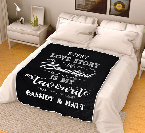 Every Love Story Personalized Couple Fleece Blanket