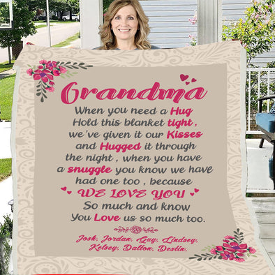 We Hugged this personalized blanket for Grandma/Grandpa/Mamma/Papa/Auntie