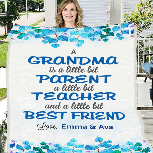 My Grandma, My Best Friend Personalized Blanket with Grand Kids Names/Grandpa/Grandma/Papa/Mamma/Auntie