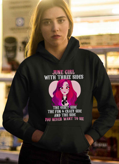 Limited Edition **June Girl With Three Sides Front Print** Shirts & Hoodies