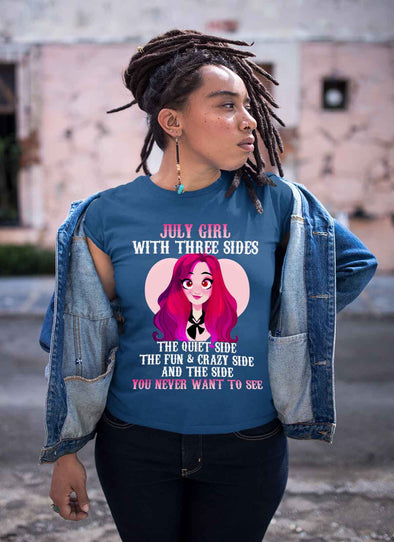 Limited Edition **July Girl With Three Sides Front Print** Shirts & Hoodies