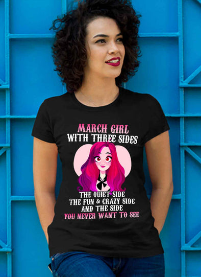 Limited Edition **March Girl With Three Sides Front Print** Shirts & Hoodies