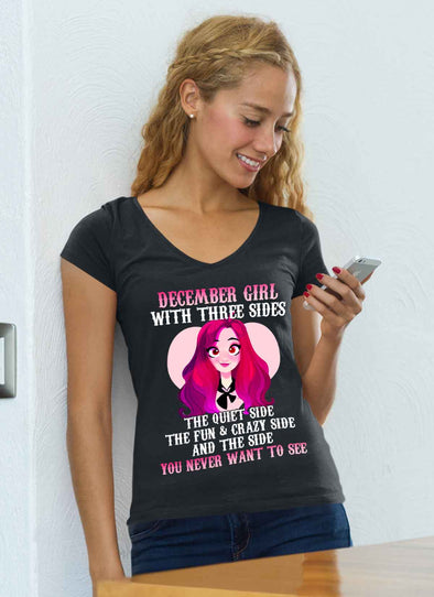 Limited Edition **December Girl With Three Sides Front Print** Shirts & Hoodies