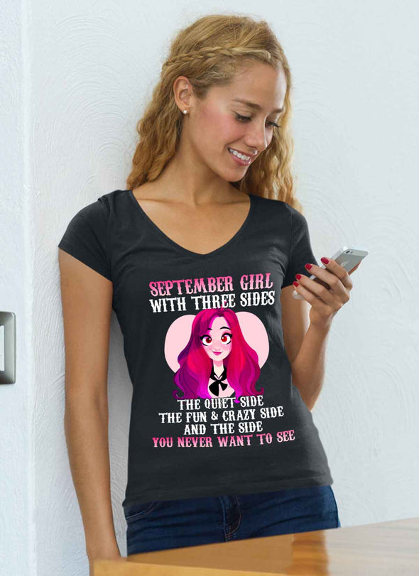 Limited Edition **September Girl With Three Sides Front Print** Shirts & Hoodies