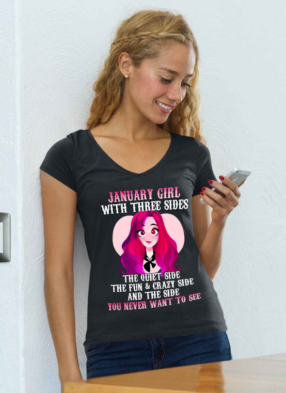 Limited Edition **January Girl With Three Sides Front Print** Shirts & Hoodies