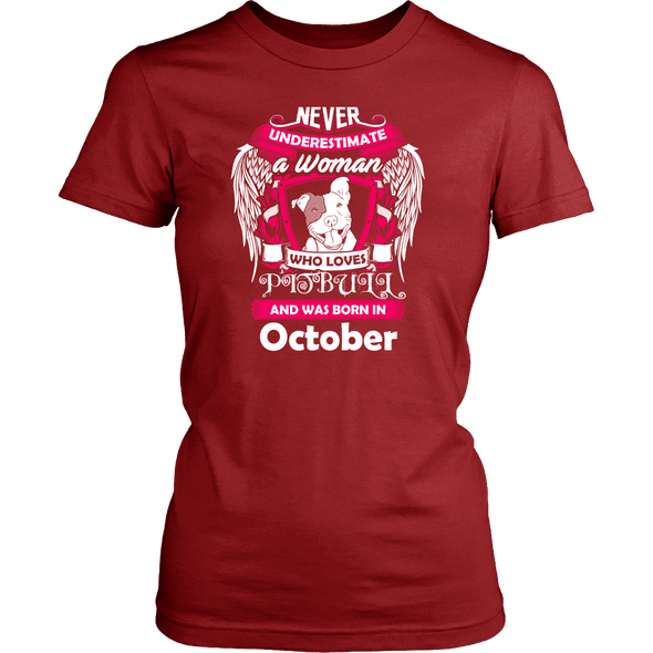 October Women Who Loves Pitbull Shirt, Hoodie & Tank