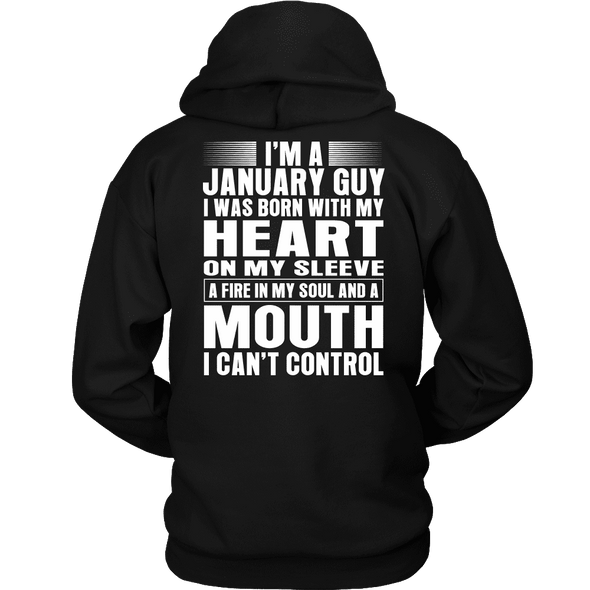 Limited Edition **January Guy Heart On Sleeve Back Print*** Shirts & Hoodies