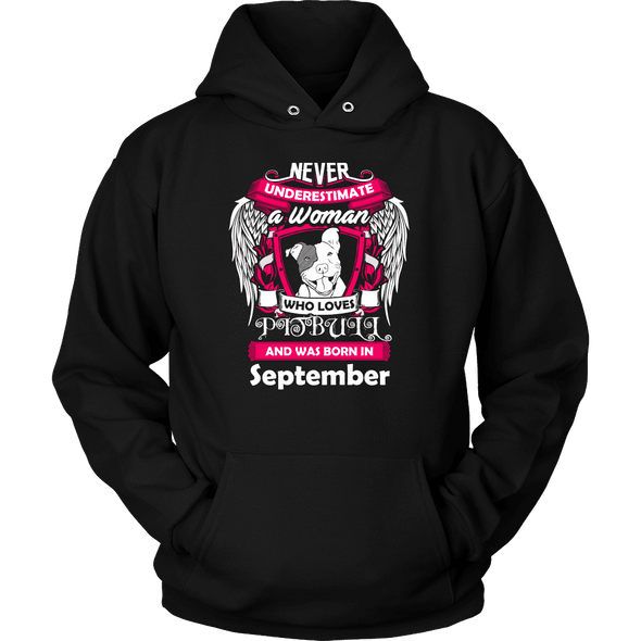September Women Who Loves Pitbull Shirt, Hoodie & Tank