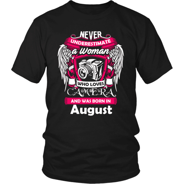 August Women Who Loves Camera Shirt, Hoodie & Tank