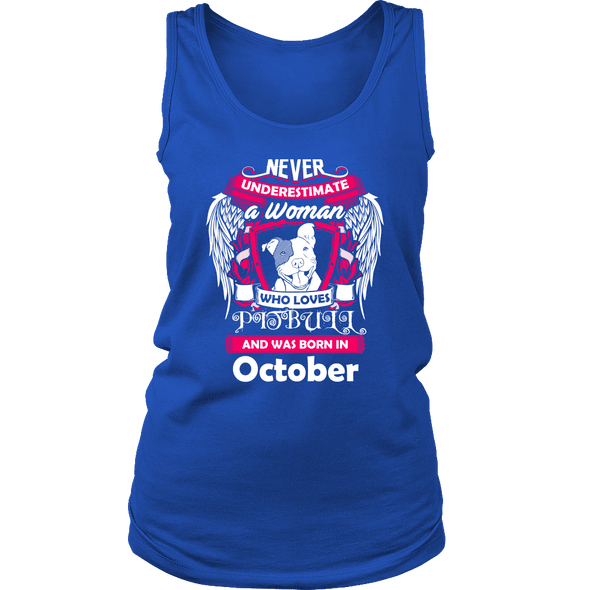 October Women Who Loves Pitbull Shirt, Hoodie & Tank