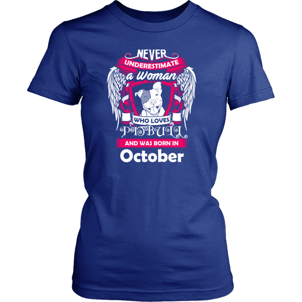 October Women Who Loves Pitbull Shirt, Hoodie & Tank