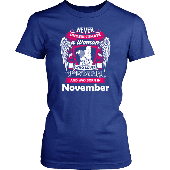 November Women Who Loves Pitbull Shirt, Hoodie & Tank